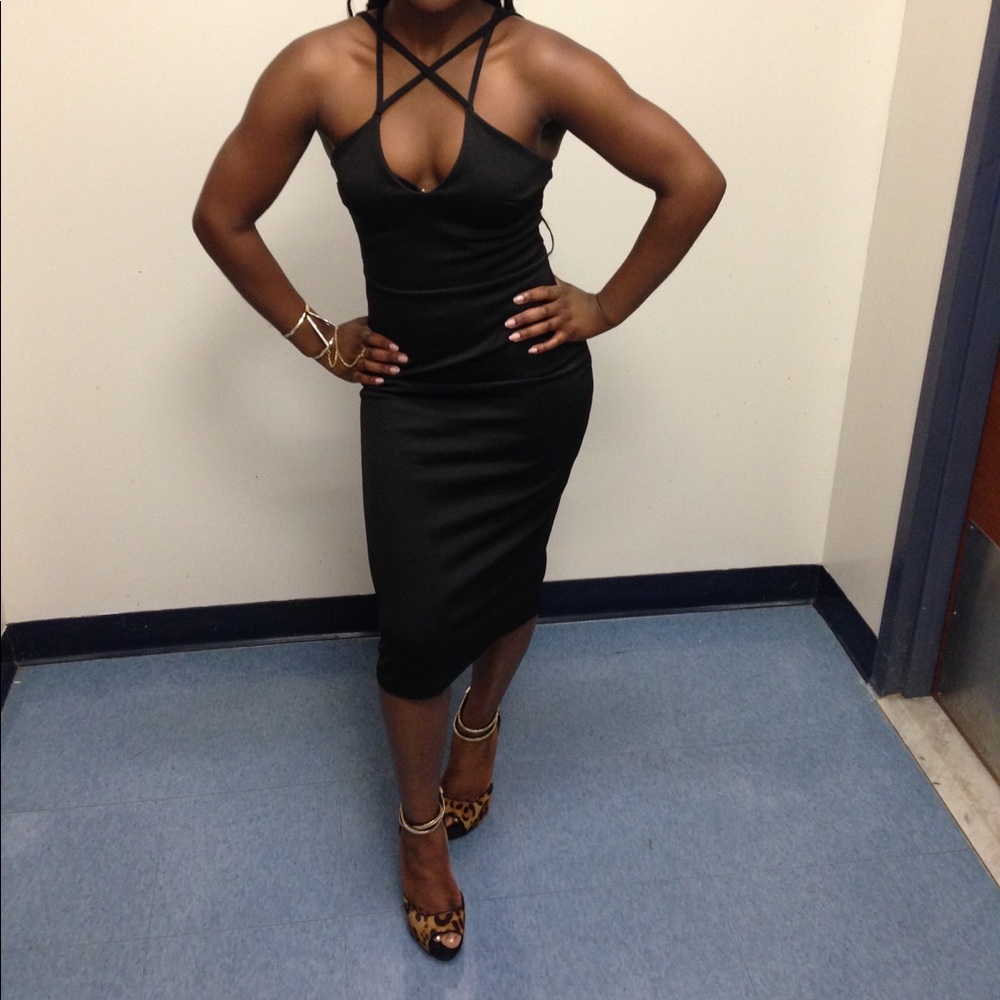 Black midi dress